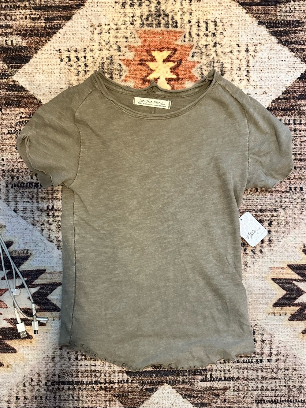 We the Free Light Olive Short Sleeve Tee